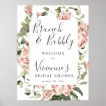 Dusty Pink Floral Bridal Bubbly Welcome Sign<br><div class="desc">Welcome guests to your Brunch and Bubbly bridal shower with this elegant pink rose floral poster. Your welcome statement is surrounded by soft sage green leaves and large dusty blush pink roses. All of the text can be edited. This welcome sign is part of the Dusty Pink Rose collection. It...</div>