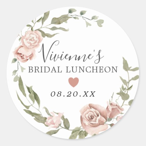 Dusty Pink Floral Bridal Luncheon Envelope Seal