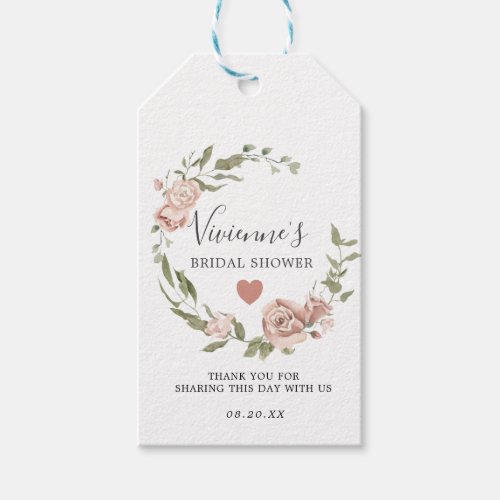 Dusty Pink Floral Bridal Shower Favor Gift Tags