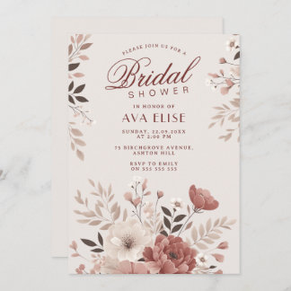 Dusty Pink Floral Bridal Shower Invitation