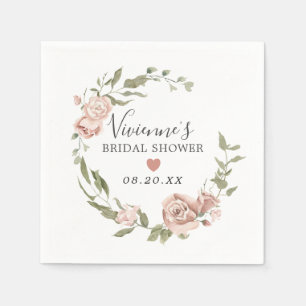 Dusty Pink Floral Bridal Shower Napkins