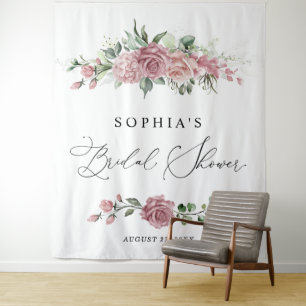 Dusty Pink Floral Bridal Shower Tapestry