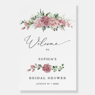 Dusty Pink Floral Bridal Shower Welcome  Foam Board
