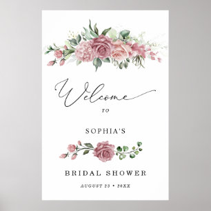 Dusty Pink Floral Bridal Shower Welcome Poster