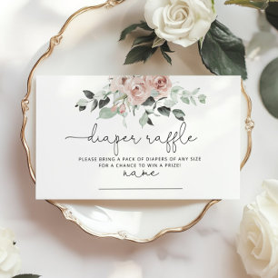 Dusty pink floral diaper raffle ticket enclosure card
