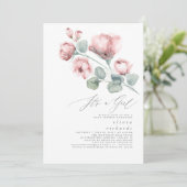 Dusty Pink Floral Elegant It's a Girl Baby Shower Invitation (Standing Front)