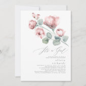 Dusty Pink Floral Elegant It's a Girl Baby Shower Invitation (Front)