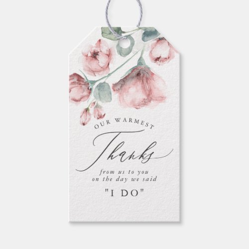 Dusty Pink Floral Elegant Wedding Thanks Gift Tags