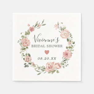 Dusty Pink Floral Eucalyptus Bridal Shower Napkins