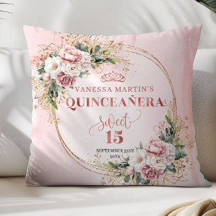 Dusty Pink Floral Eucalyptus Perfect Gift Quince Throw Pillow