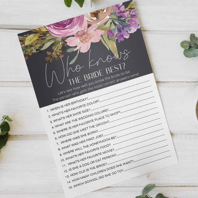 Dusty Pink Floral Game Who Knows The Bride Best Flyer (Creator Uploaded)