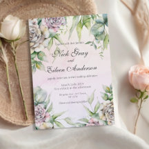 Dusty Pink Floral Garden Wedding Invitation