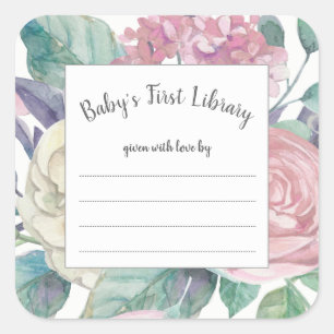 Dusty Pink Floral girl baby shower book plate