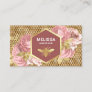 Dusty Pink Floral Gold Foil Honeycomb Honey Bee Business Card
