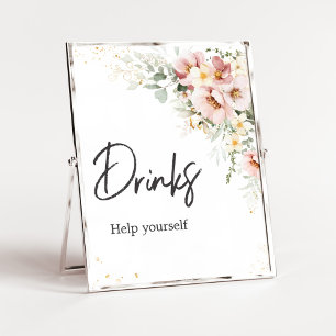 Dusty Pink Floral Greenery Baby Shower Drinks Poster