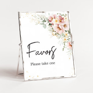 Dusty Pink Floral Greenery Baby Shower Favors Poster