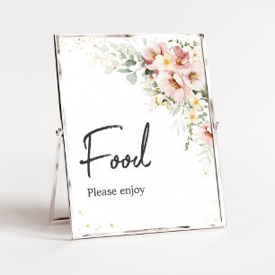 Dusty Pink Floral Greenery Baby Shower Food Poster