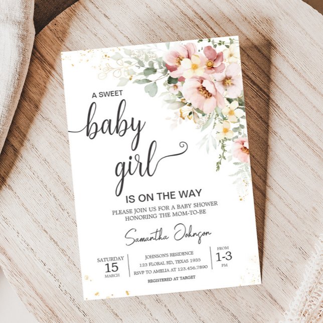 Dusty Pink Floral Greenery Baby Shower Invitation (Dusty Pink Floral Greenery Baby Shower Invitation
)