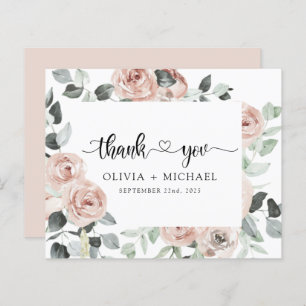 Dusty Pink Floral Greenery Thank You Invitation