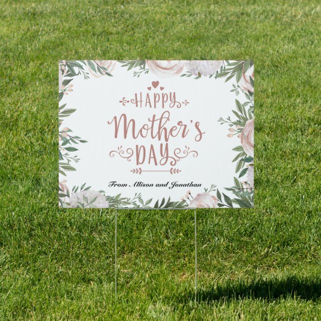 Dusty Pink Floral Happy Mothers Day Sign (Insitu)