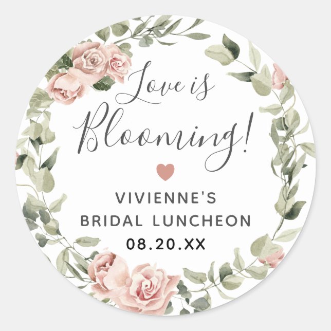 Dusty Pink Floral Love is Blooming Envelope Seal (Front)