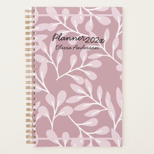 Dusty Pink Floral Pattern Initial Weekly Monthly Planner