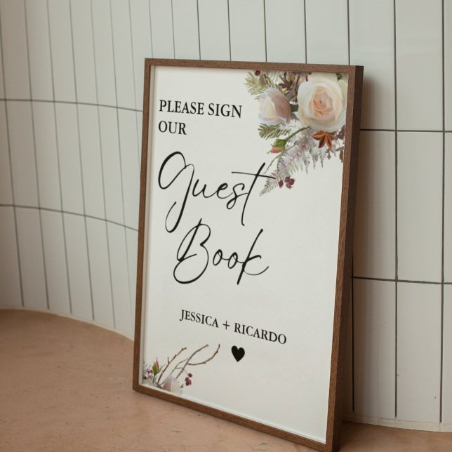 Dusty pink floral Please Sign Our Guest Book Sign (Creator Uploaded)