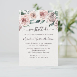Dusty Pink Floral Roses Modern Vow Renewal Invitation