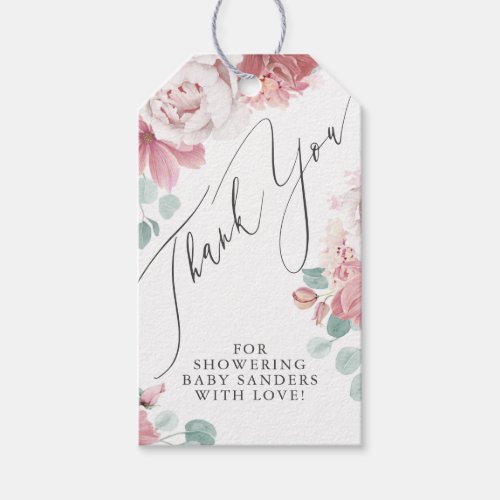 Dusty Pink Floral Thank you Tag for any Party