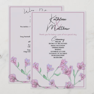 Dusty Pink Floral Watercolor Wedding Program