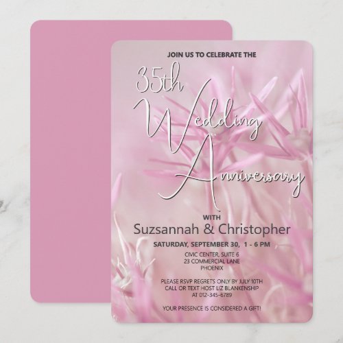 Dusty Pink Floral Wedding Anniversary Party Invitation