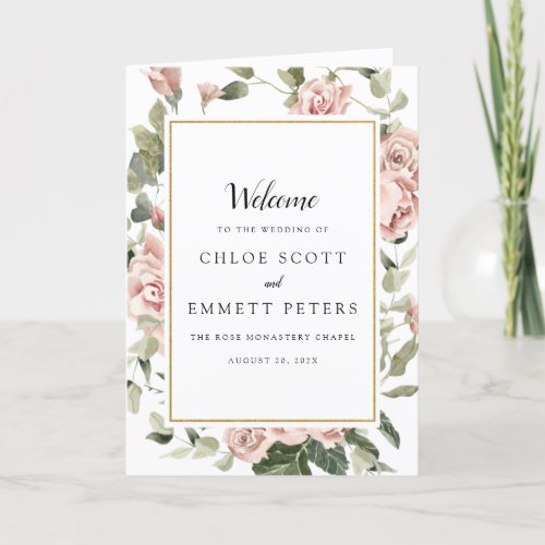 Dusty Pink Floral Wedding Booklet Program