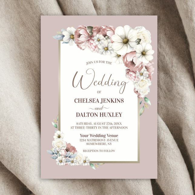 Dusty Pink Floral Wedding Invitation (Creator Uploaded)