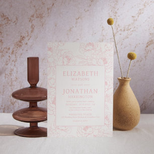 Dusty Pink Floral Wedding Invitation