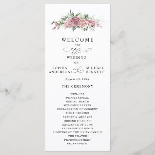 Dusty Pink Floral Wedding Program