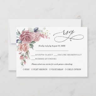 Dusty Pink Floral Wedding Response Card