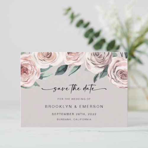 Dusty Pink Floral Wedding  Save The Date