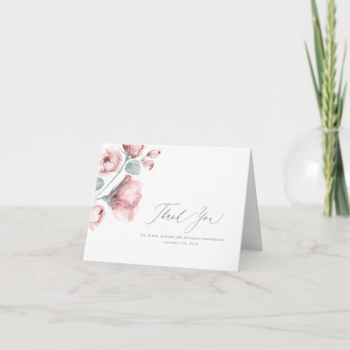 Dusty Pink Floral Wedding Thank You