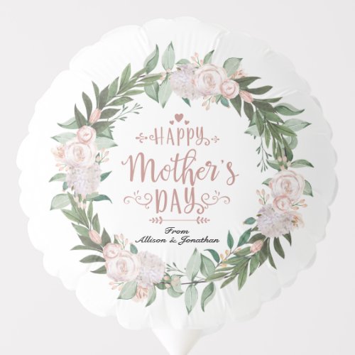 Dusty Pink Floral Wreath Happy Mothers Day Balloon
