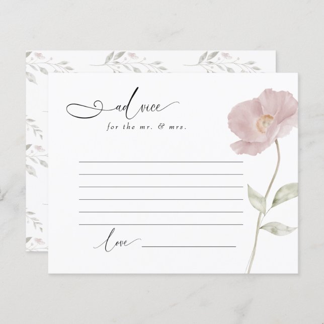 Dusty Pink Flowers | Bridal Shower | Advice (Front/Back)