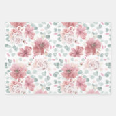 Dusty Pink Flowers Elegant Botanical Pattern Wrapping Paper Sheets (Front 2)