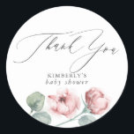 Dusty Pink Flowers Elegant Party Shower Thank You Classic Round Sticker<br><div class="desc">Dusty rose bridal shower,  baby shower,  engagement party,  etc. favor stickers</div>