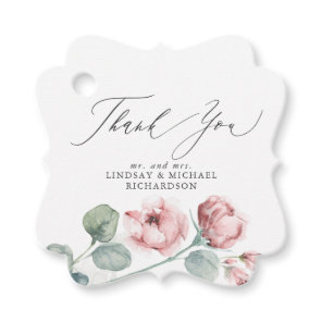 Dusty Pink Flowers Elegant Wedding Thank You Favor Tags