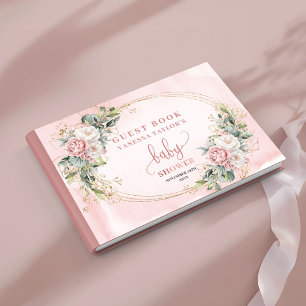 Dusty Pink Flowers Eucalyptus Girl Shower Sign In Guest Book