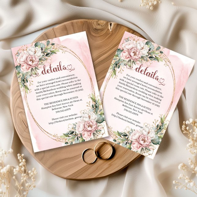 Dusty Pink Flowers Eucalyptus Wedding Details Card (Dusty Pink Flowers Eucalyptus Wedding Details Card)