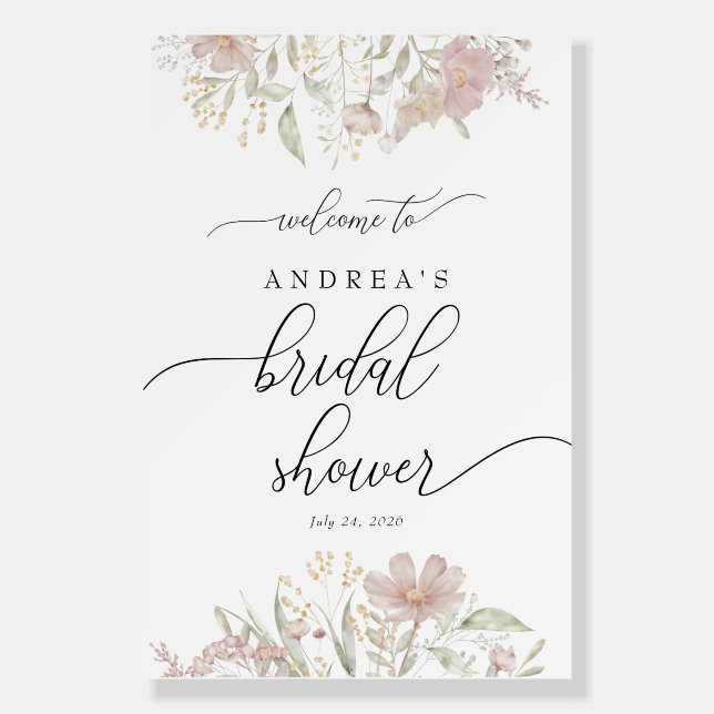 Dusty Pink Flowers | Watercolor  Bridal Shower  Foam Board (Front)