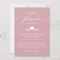 Dusty Pink Forever In Our Hearts Baby Memorial Invitation