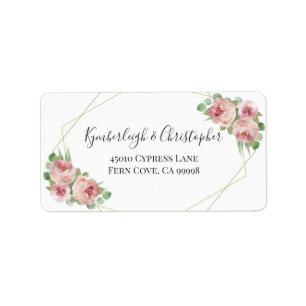Dusty Pink Geometric Wedding RSVP Return Address Label