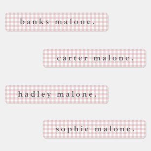 Dusty Pink Gingham Waterproof Name Labels