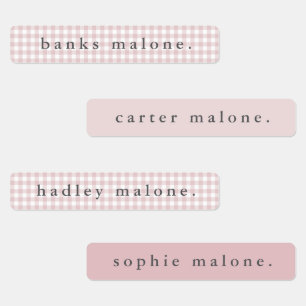 Dusty Pink Gingham Waterproof Name Labels